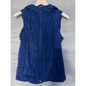 Be by Blanc Noir Womens Breathable Quilted Knit Hooded‎ Vest Blue Small
